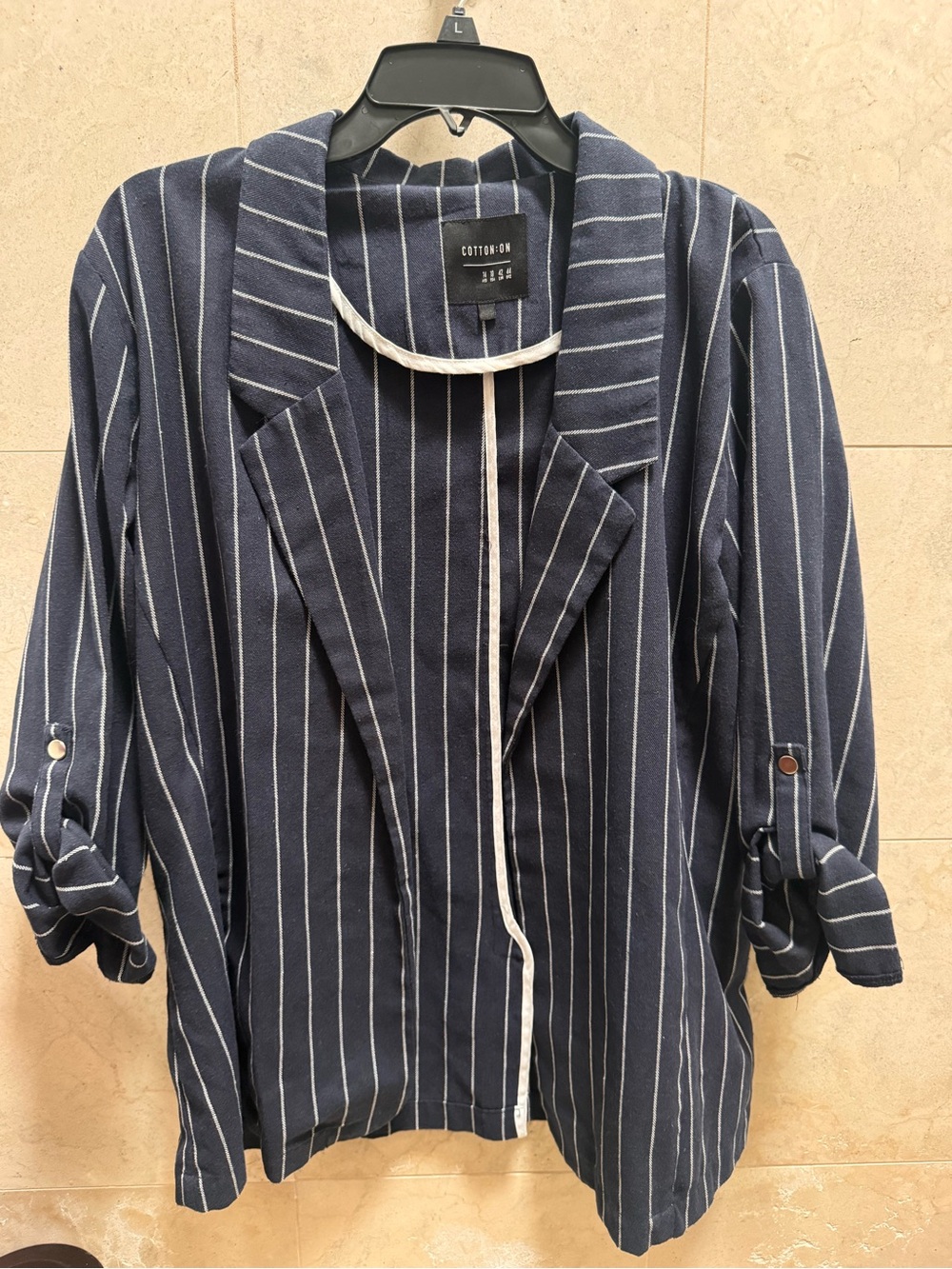 Cotton On Navy Blue White Pinstripe Blazer